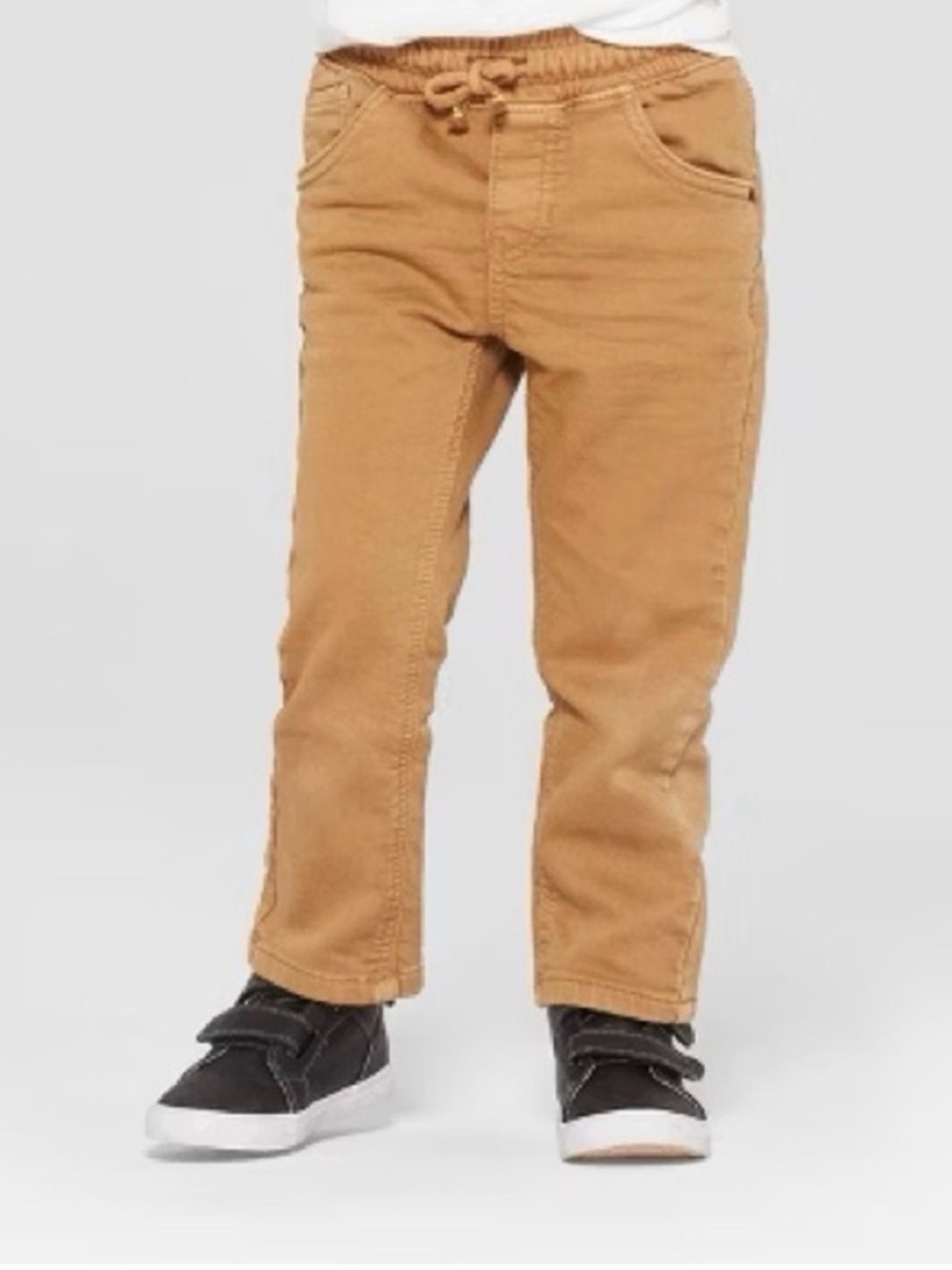 Cat & Jack Kids' Drawstring Straight Leg Jeans Pants - Tan 3t